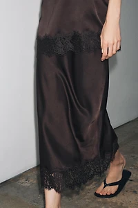 SATIN EFFECT LACE SKIRT ZW COLLECTION
