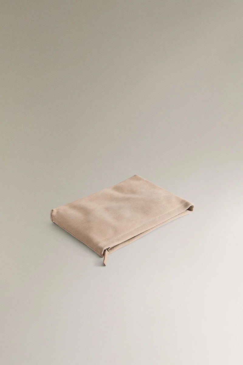 TROUSSE DE TOILETTE CROÛTE DE CUIR GRAND FORMAT