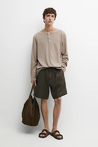 Long sleeve henley neck T-shirt