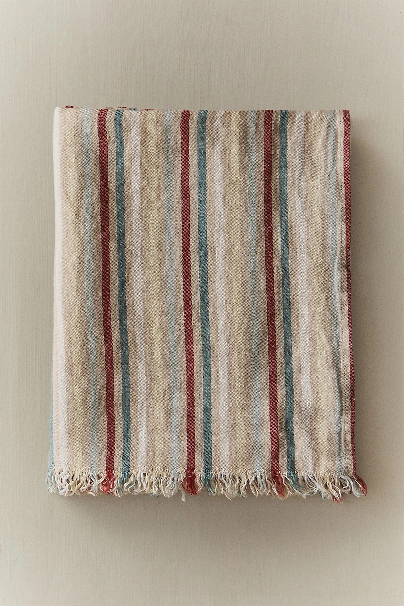 STRIPED LINEN BATH TOWEL