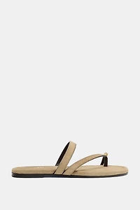 SUEDE FLAT SANDALS WITH APPLIQUÉ