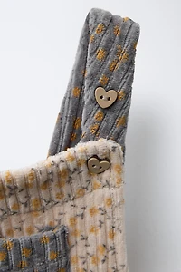 SALOPETTE LONGUE EN VELOURS CÔTELÉ À FLEURS