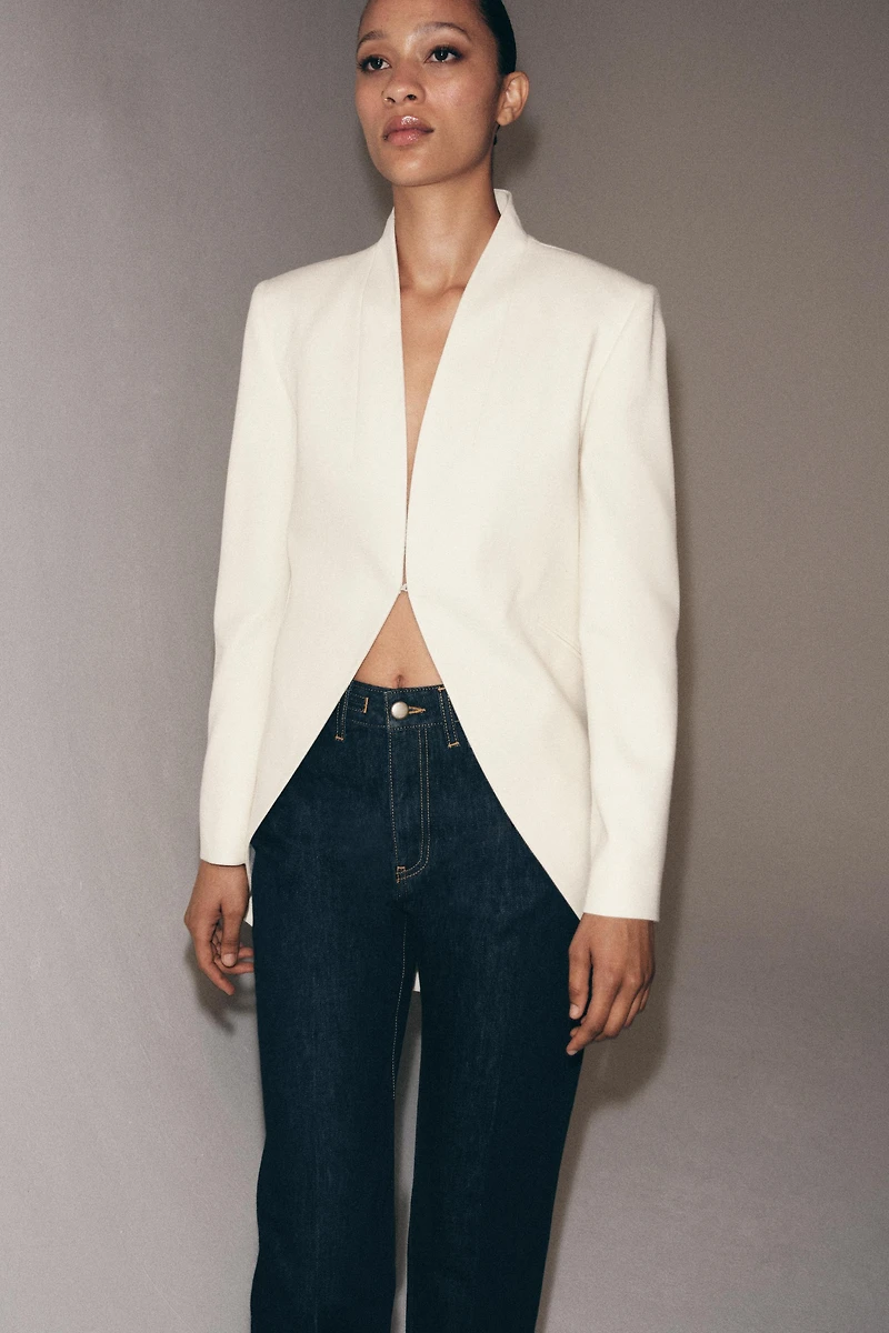 ZW COLLECTION LAPELLESS LONG BLAZER