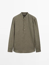 Chemise regular fit lin délavé