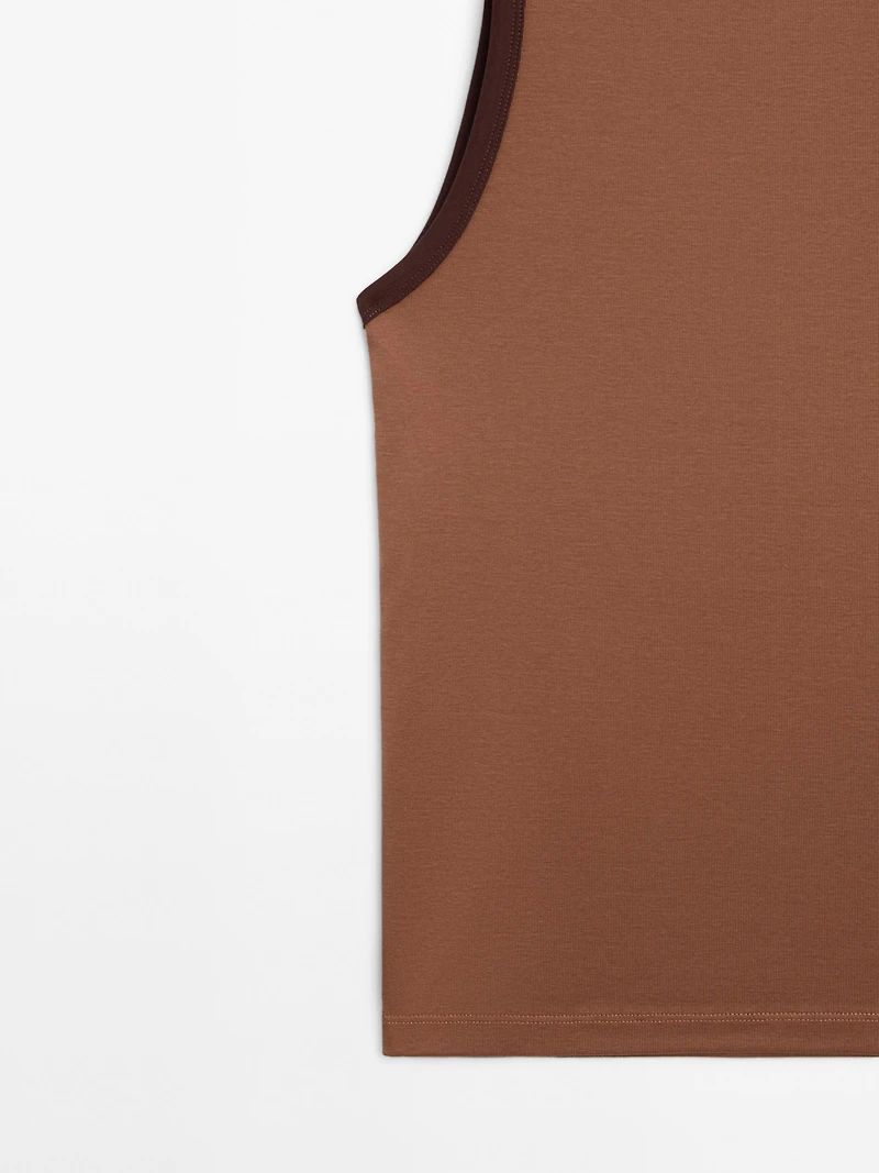 100% cotton halter top with contrast detail