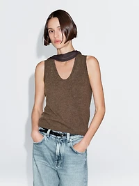Top en laine mélangée avec poche