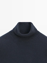 Pull à col montant en maille de laine mélangée