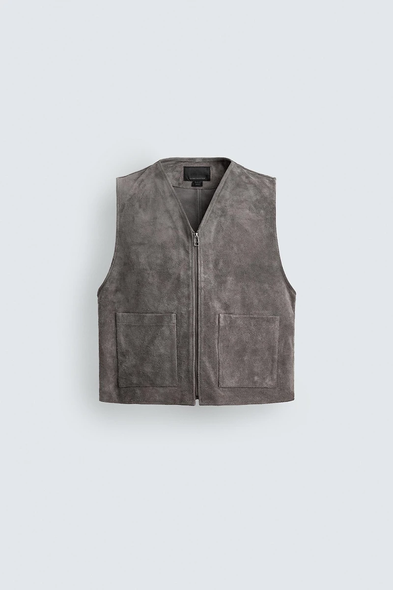 GILET COUPE DÉCONTRACTÉE EN DAIM