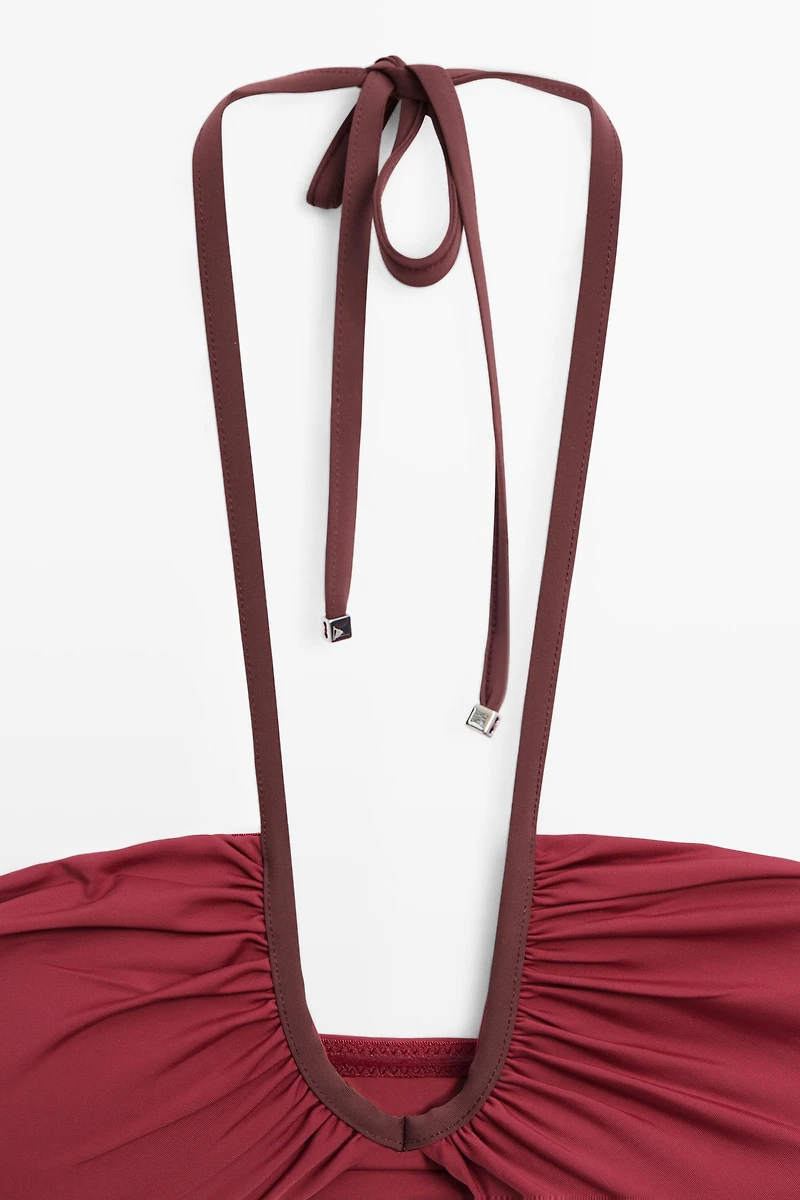 Bikini top with contrast gathered detail