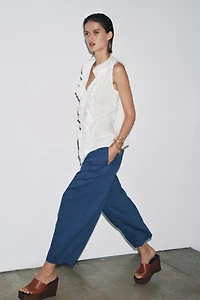 ZW COLLECTION LINEN RUFFLE SHIRT