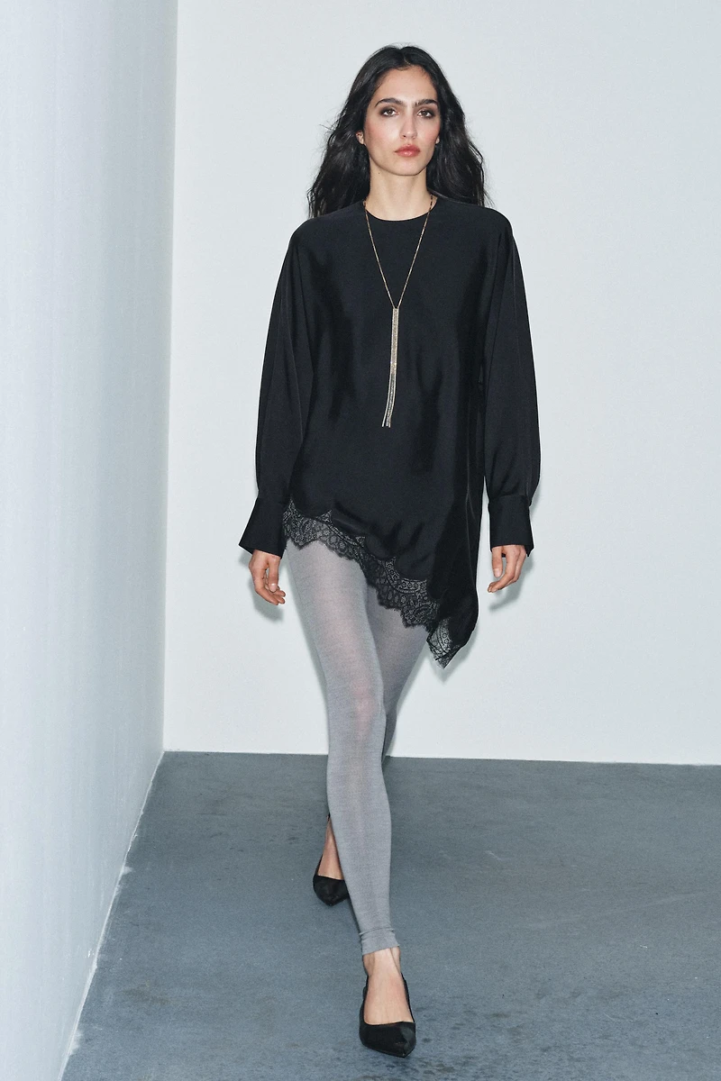 ASYMMETRIC LACE BLOUSE ZW COLLECTION LIMITED EDITION