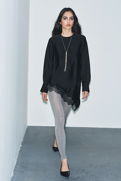 ASYMMETRIC LACE BLOUSE ZW COLLECTION LIMITED EDITION