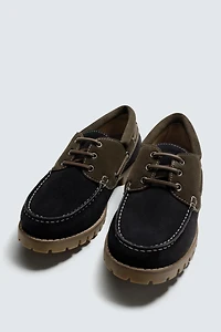 CHAUSSURES BATEAU EN CUIR CONTRASTE