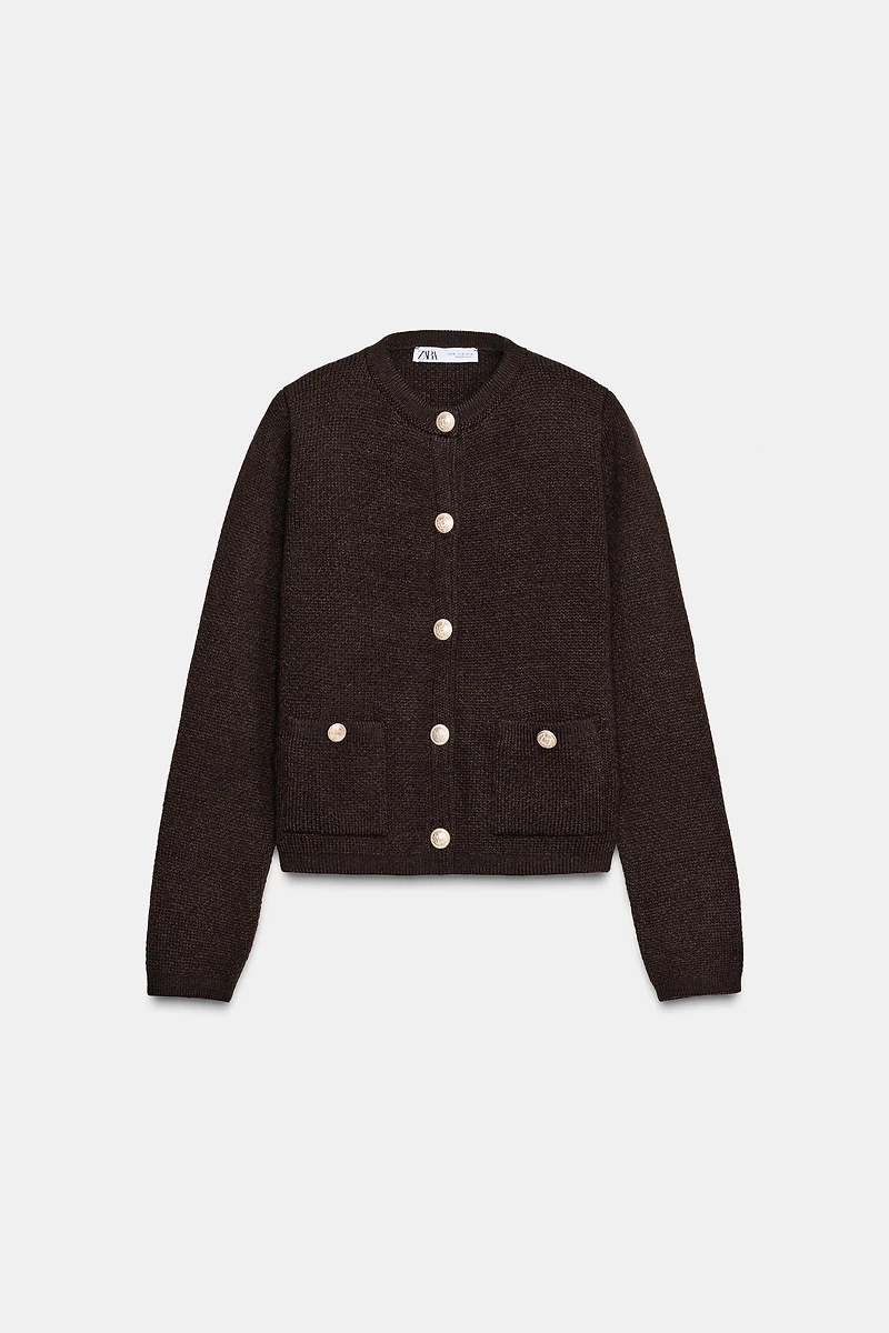 GOLDEN BUTTON KNIT CARDIGAN