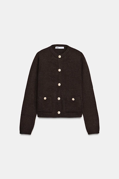 GOLDEN BUTTON KNIT CARDIGAN