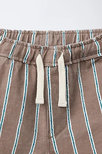 STRIPED COTTON AND LINEN SHORTS