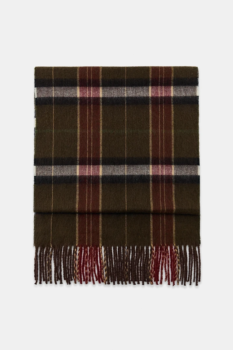 ÉCHARPE À CARREAUX ET FRANGES