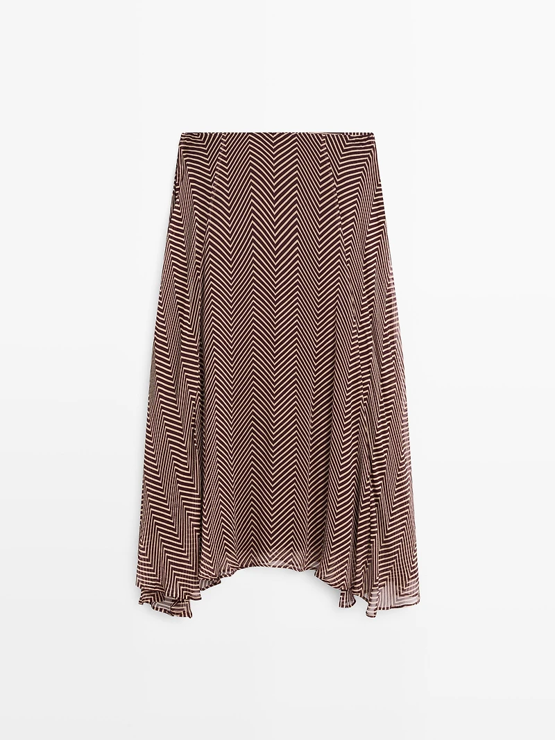 Geometric print flared midi skirt
