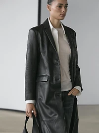 Long nappa leather coat