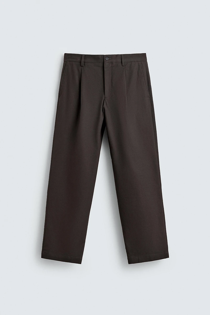 PANTALON À PLIS EN TWILL