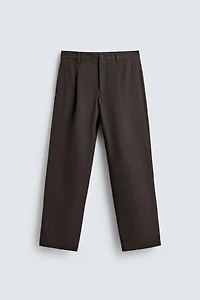 PANTALON À PLIS EN TWILL