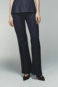 HIGH-WAISTED FAUX DENIM PANTS