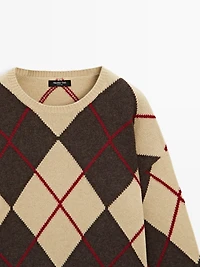 Pull à losanges en laine mélangée