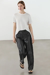 Balloon fit nappa leather trousers