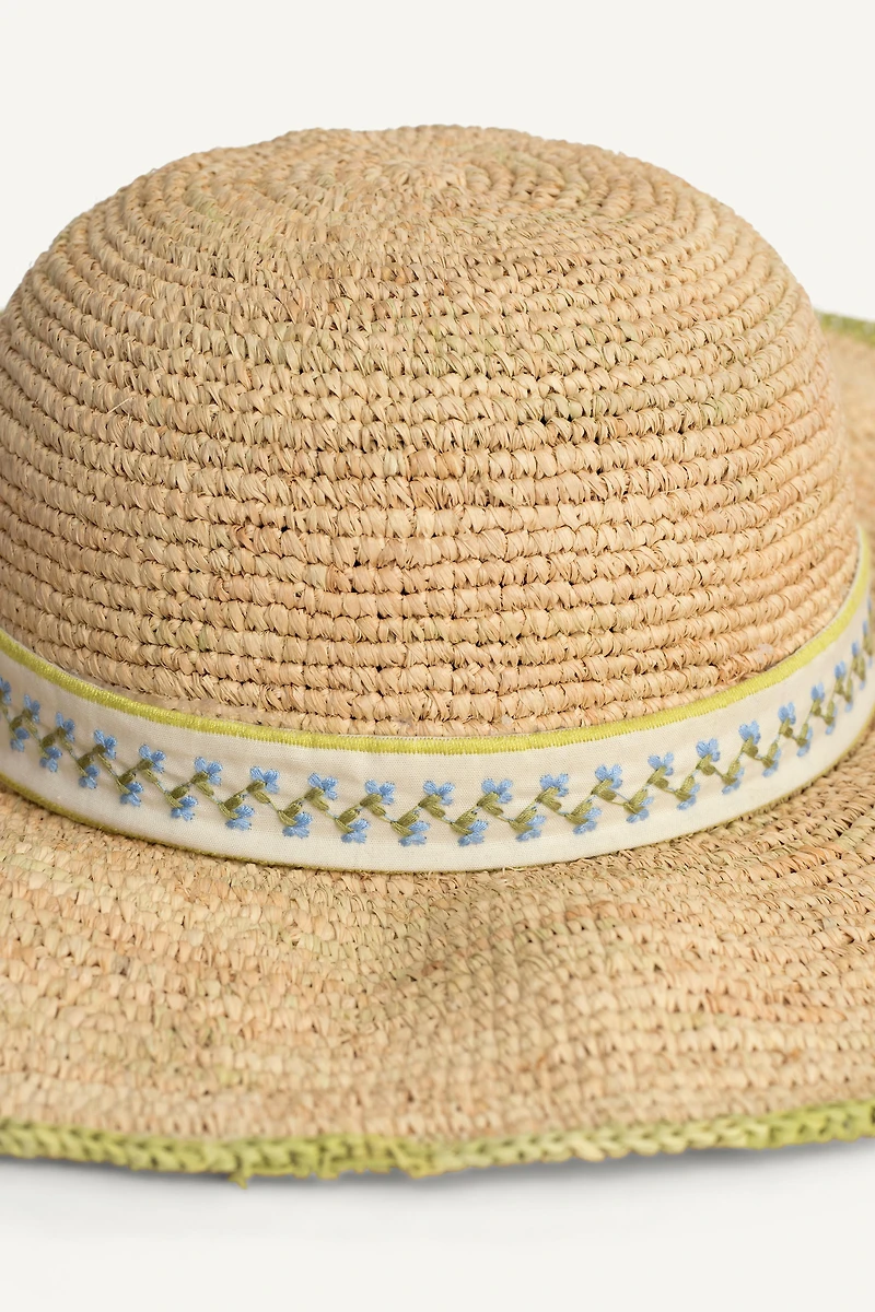 LIMITED EDITION EMBROIDERED RAFFIA HAT