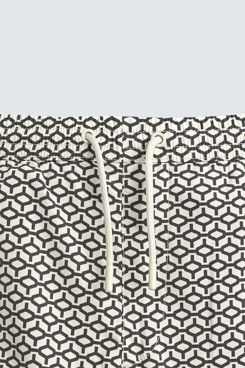 GEOMETRIC PRINT SHORT SWIMSUIT