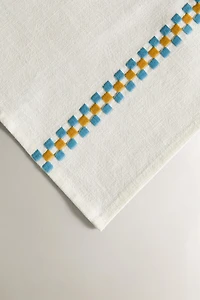 SET OF COTTON NAPKINS WITH MULTICOLORED BORDERS (SET OF 2)