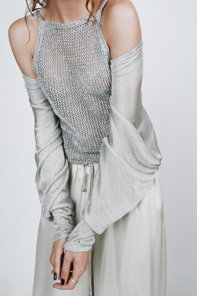 METALLIC THREAD CROCHET TOP