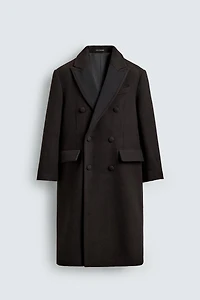 WOOL BLEND COAT WITH CONTRAST LAPEL