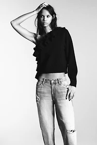 ASYMMETRIC RUFFLED KNIT JUMPER