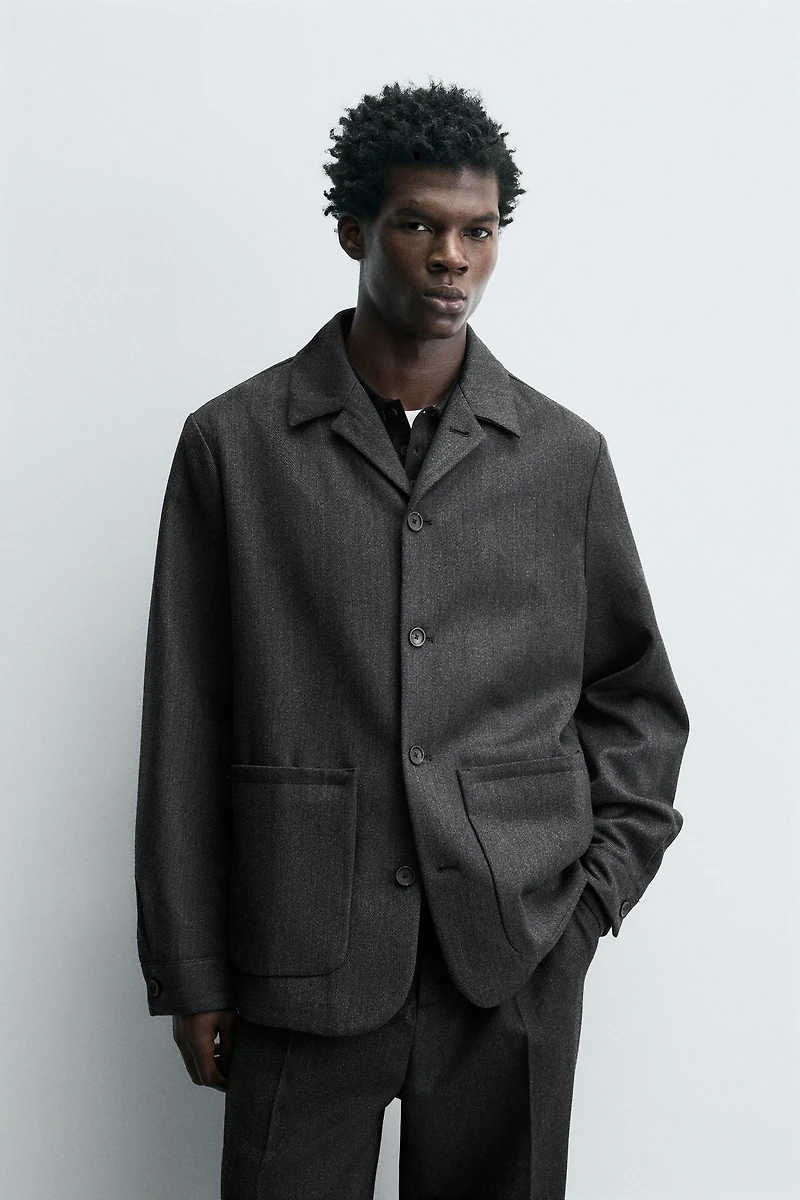 100% WOOL POCKET OVERSHIRT