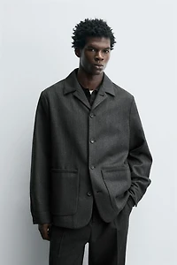 100% WOOL POCKET OVERSHIRT