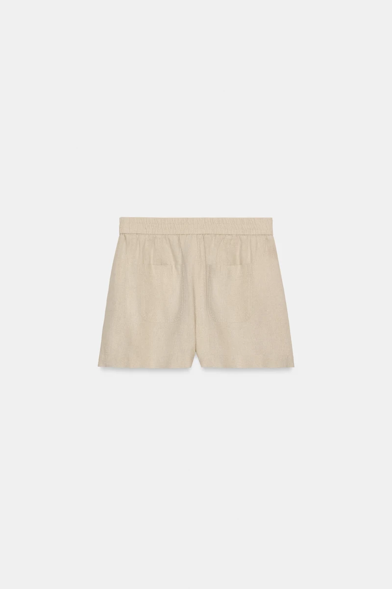 SHORT EN LIN À TAILLE ÉLASTIQUE