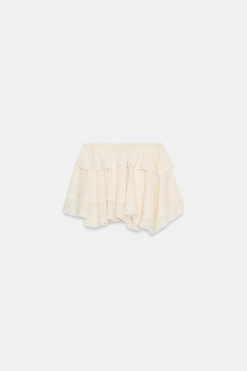 LACE RUFFLED MINI SKIRT