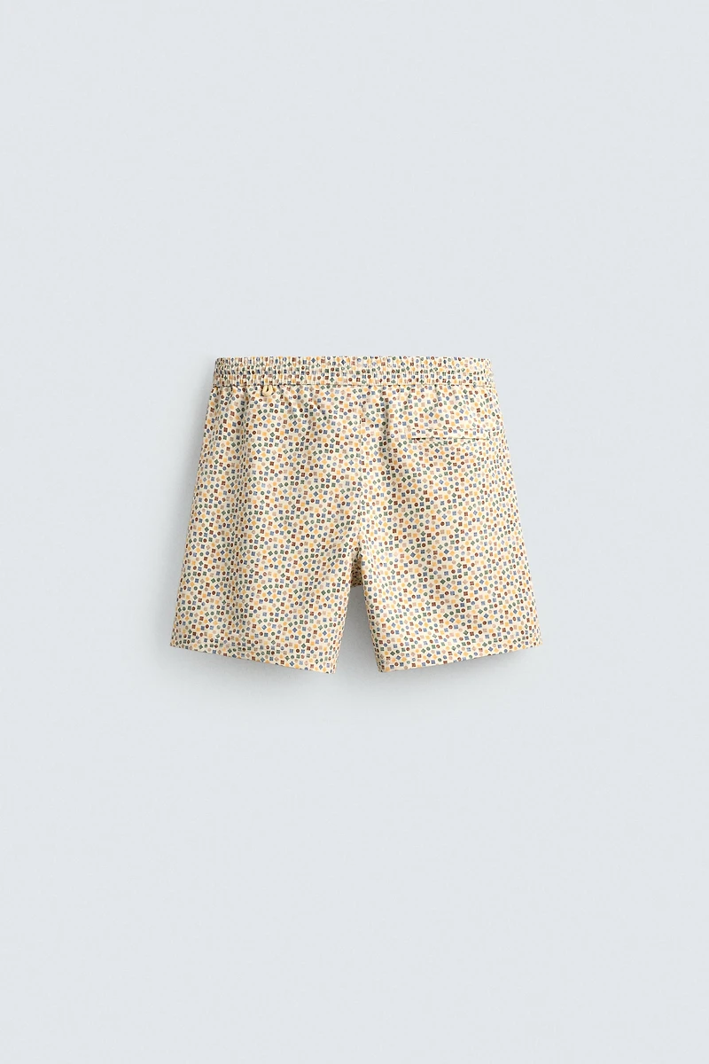 MID-LENGTH GEOMETRIC PRINT SWIMSUIT