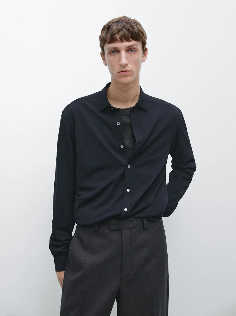 Regular fit melange shirt