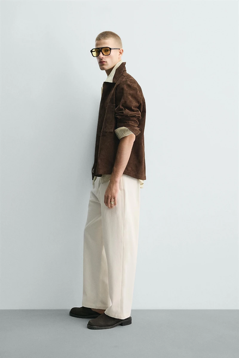 PANTALON CHINO COUPE AMPLE À PLIS