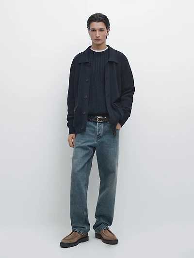 Cotton knit cardigan with pockets