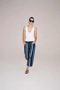 ZW COLLECTION MID-RISE STRIPED CULOTTE JEANS
