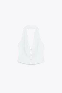 LINEN HALTER VEST TOP
