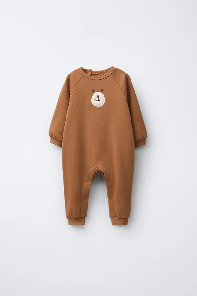 EMBROIDERED BEAR JUMPSUIT