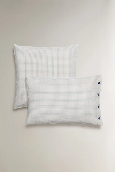 KIDS' CHECK COTTON PILLOWCASE
