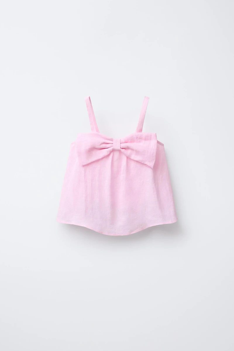 100% LINEN BOW TOP