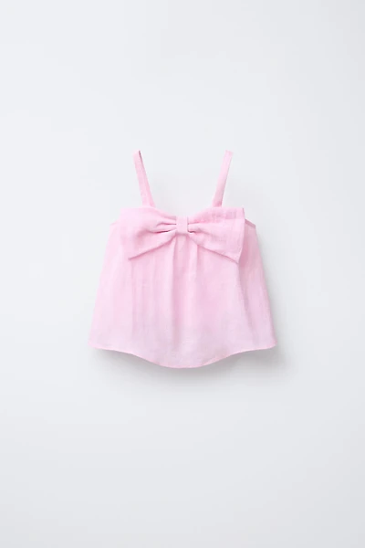 100% LINEN BOW TOP