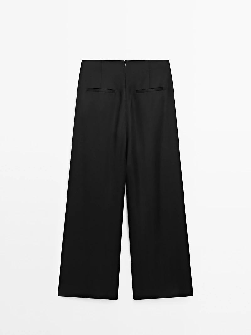 Satin wide-leg trousers