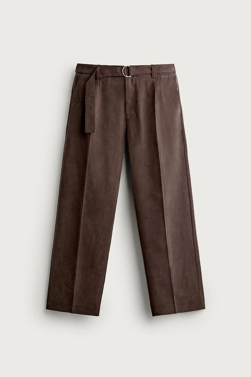 BELTED RELAXED-FIT FLOWY PANTS